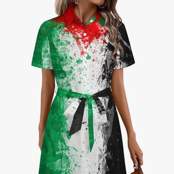 Flag Classic Lace-up Shirt Dress Size M - Picture 1 of 6
